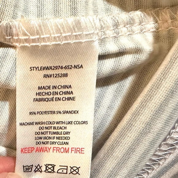 Rae Dunn Pajamas Set ‘COFFEE FIRST’ Size Medium Ballet Pink & Gray Stripes - Picture 8 of 10